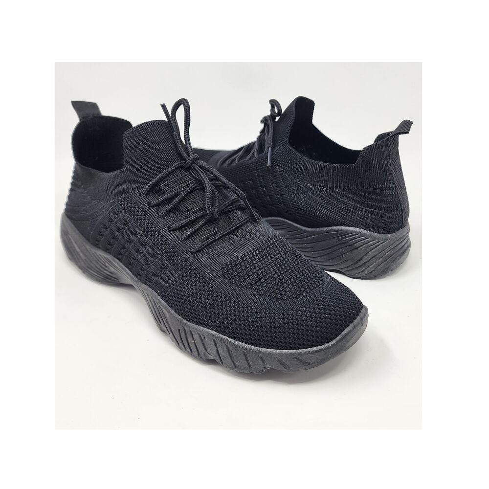 Wild Diva Sneakers Women 10 Black Knit Mesh Running Shoes Comfort Stretch